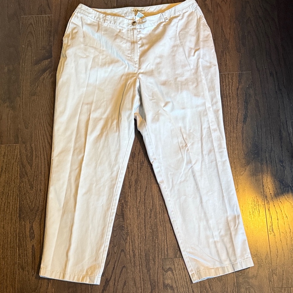 L.L. Bean Cotton Classic Fit Curvy Khaki Plus Size Pants